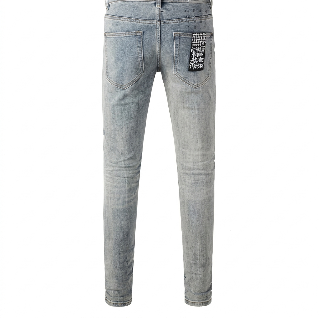 Men’s Grey Ksubi Slim Fit Distressed Jeans