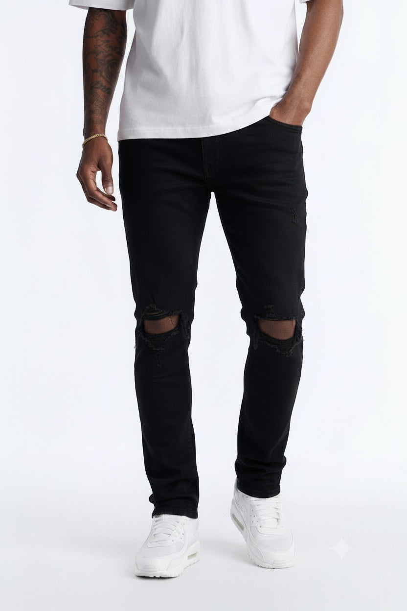 Men’s Black Ksubi Slim Fit Distressed Jeans