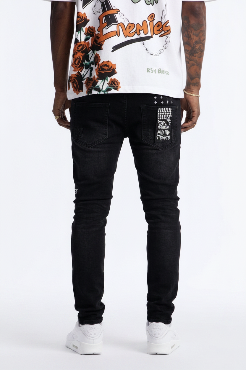 Men’s Black Ksubi Slim Fit Distressed Jeans