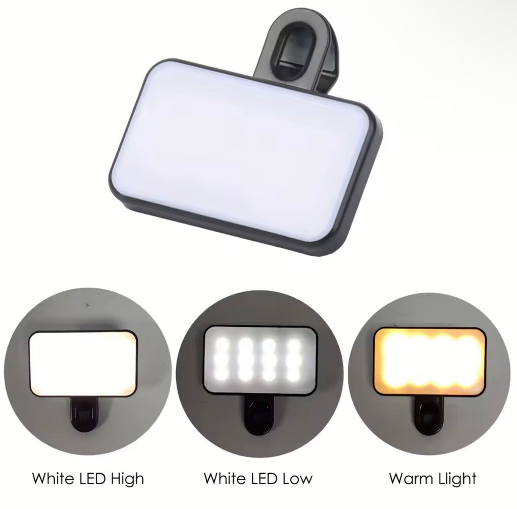 3-Mode Rechargeable Clip-On Selfie Light