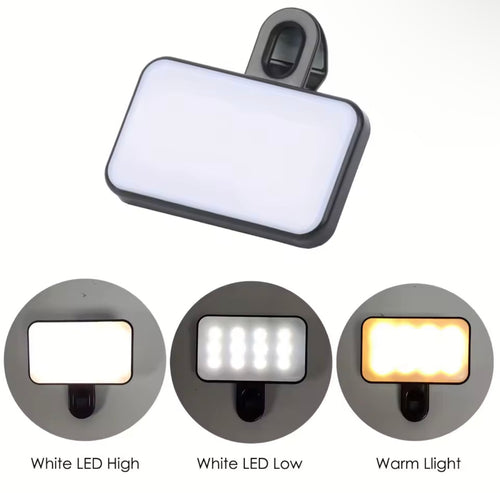 3-Mode Rechargeable Clip-On Selfie Light